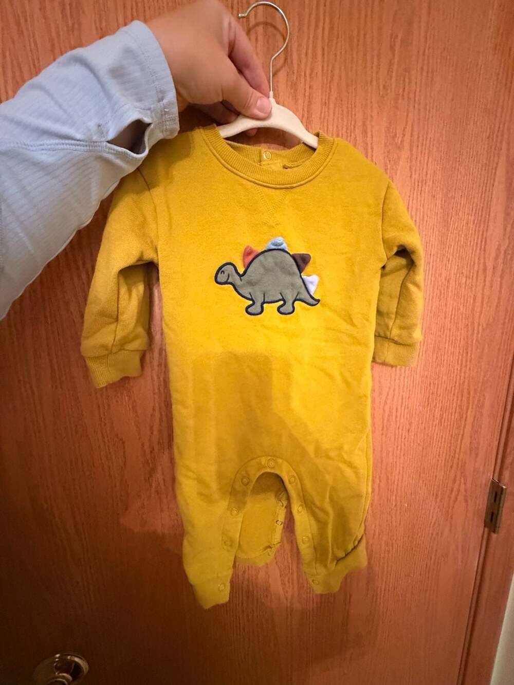 Joe Fresh Dinosaur Romper Size 6-12m Mustard Yellow Fleece